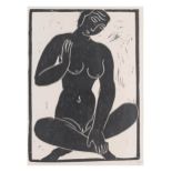 Moissey Kogan (1879 Orgejew - 1943 Ausschwitz)Sitzender Akt, Linolschnitt auf Papier, 28,5 cm x 21