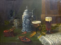 Ronald Berger (1943)Stillleben mit Bier, Öl auf Leinwand, 60 cm x 78,5 cm, links unten signiert