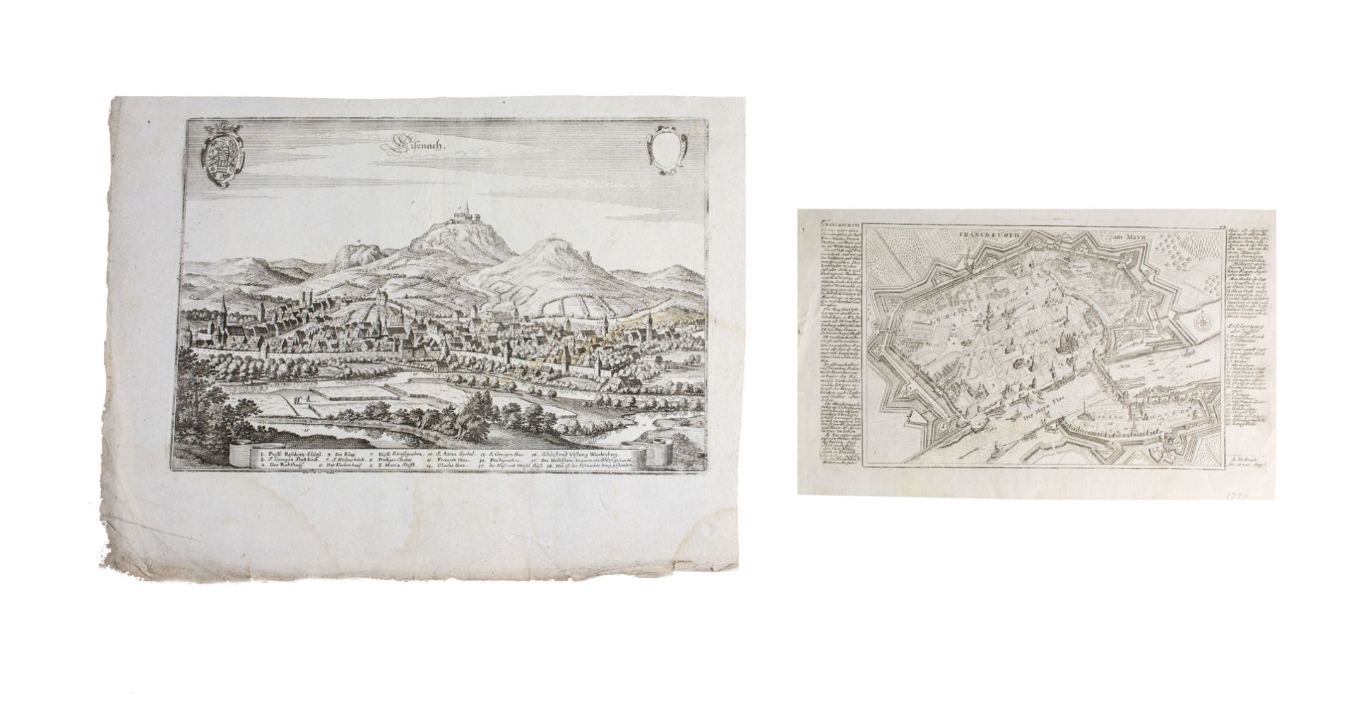 Karten Deutschland, Topografie (17./18. Jh.)2-tlg., 'Eisenach', bei Matthaeus Merian, aus '