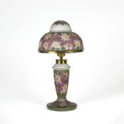 Lampe mit BlumendekorItalien, 20. Jh., Pastellic Gisun, Glas, 40 cm x 20 cm, Blumendekor