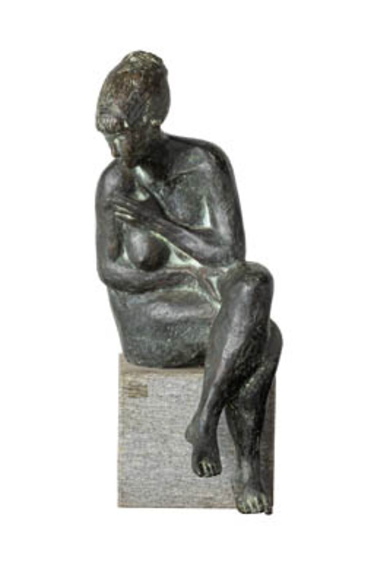 Ernemann Friedrich Sander (1925 Leipzig) (F)Sitzender Akt, Bronze, Höhe 42 cm, rückseitig zweimal ES