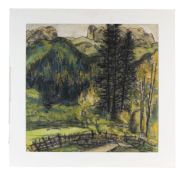 Hanns Kobinger (1892 Linz - 1974 Gramastetten)Berglandschaft mit Tanne, Aquarell mit Pastellkreide