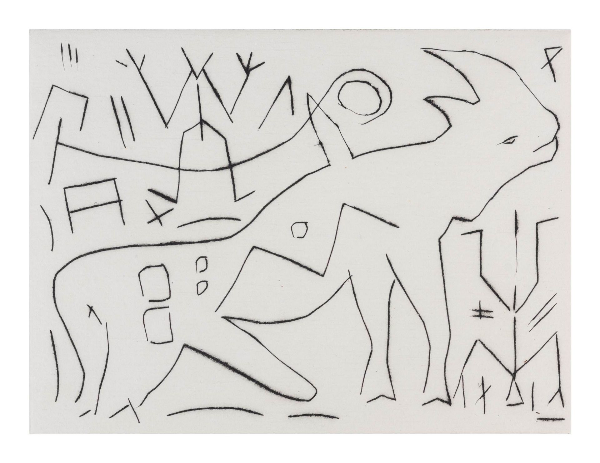 A. R. Penck (1939 Dresden - 2017 Zürich) (F)Nashorn, Radierung auf Bütten, 1995, 24,2 cm x 31,7 cm