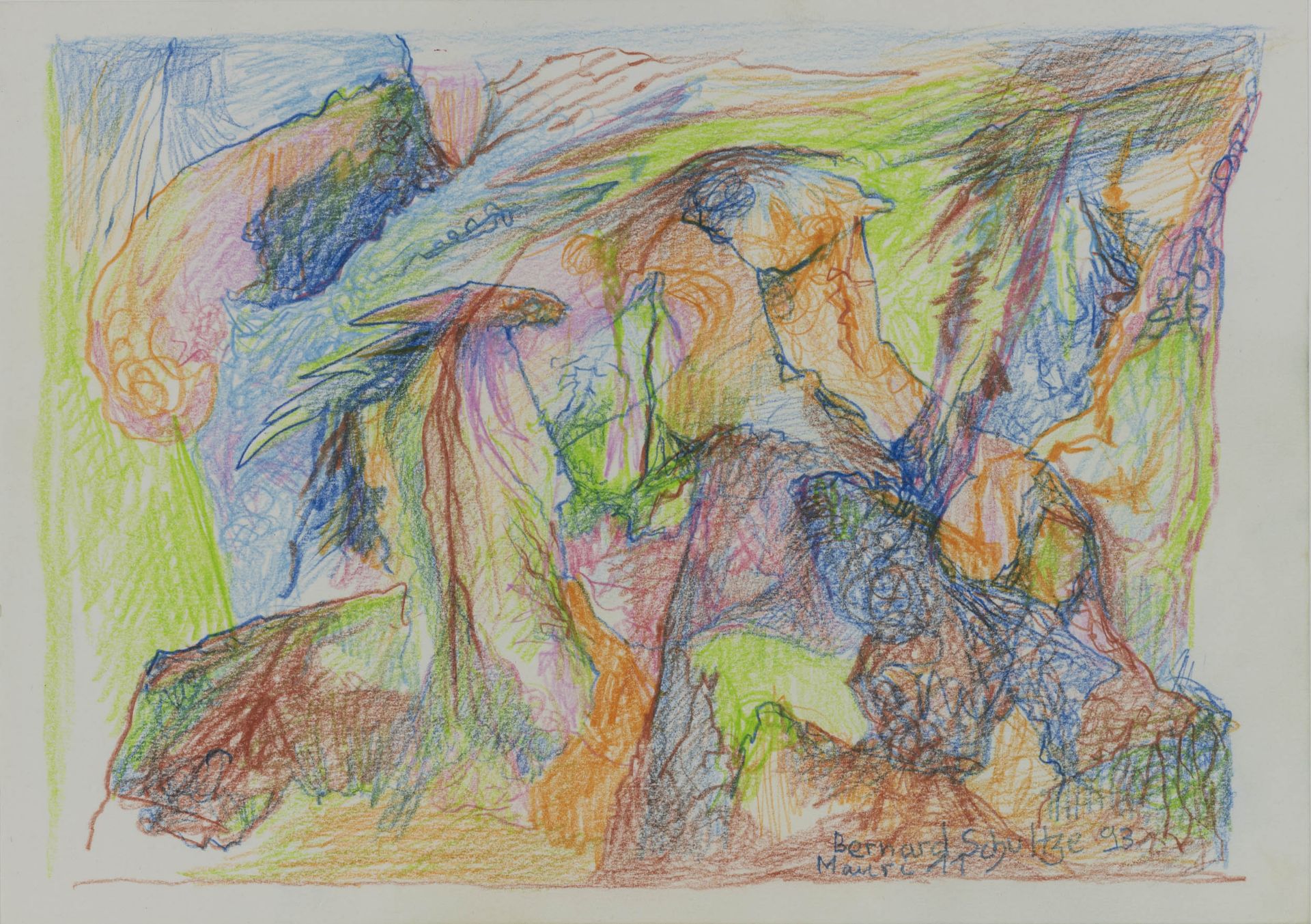 Bernard Schultze (1915 Schneidemühl - 2005 Köln) (F)'Mauri 11', Farbstift auf Papier, 21 cm x 29,5