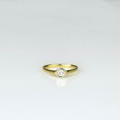 Solitärring585 Gelbgold, mit zentralem Brillant, 0,25 ct, H-I, vvs, Ringdurchmesser 18 mm, Gewicht