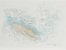 Raoul Dufy (1877 Le Havre - 1953 Forcalquier)Nu allongé à la plage, Farbradierung auf Papier, 23