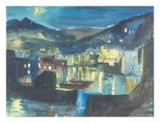 Christian Modersohn (1916 Bremen - 2009 ebenda) (F)'Polpero - Hafen bei Nacht', 1964, Aquarell und