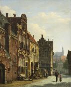 Johannes Jacobus Mittertreiner (1851 Zoeterwoude - 1890 Alkmaar)Straßenszene in Alkmaar, Öl auf