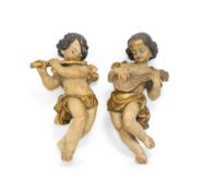 Unbekannter Künstler (20. Jh.)Paar musizierende Putti, Holz, geschnitzt, farbig und gold