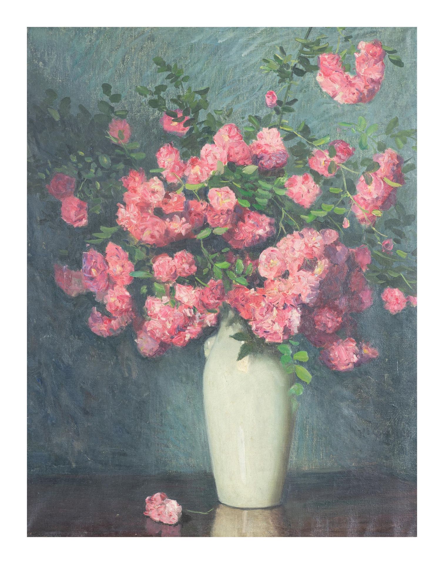 Henri Goovaerts (1865 Maastricht - 1912 ebenda)Rosenstillleben, Öl auf Leinwand, 80 cm x 61 cm,