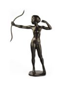 Theodor Eichler (1868 Meissen - 1946 ebenda)Diana, Nachguss, Metall, Höhe 55 cm, unsigniertDieses