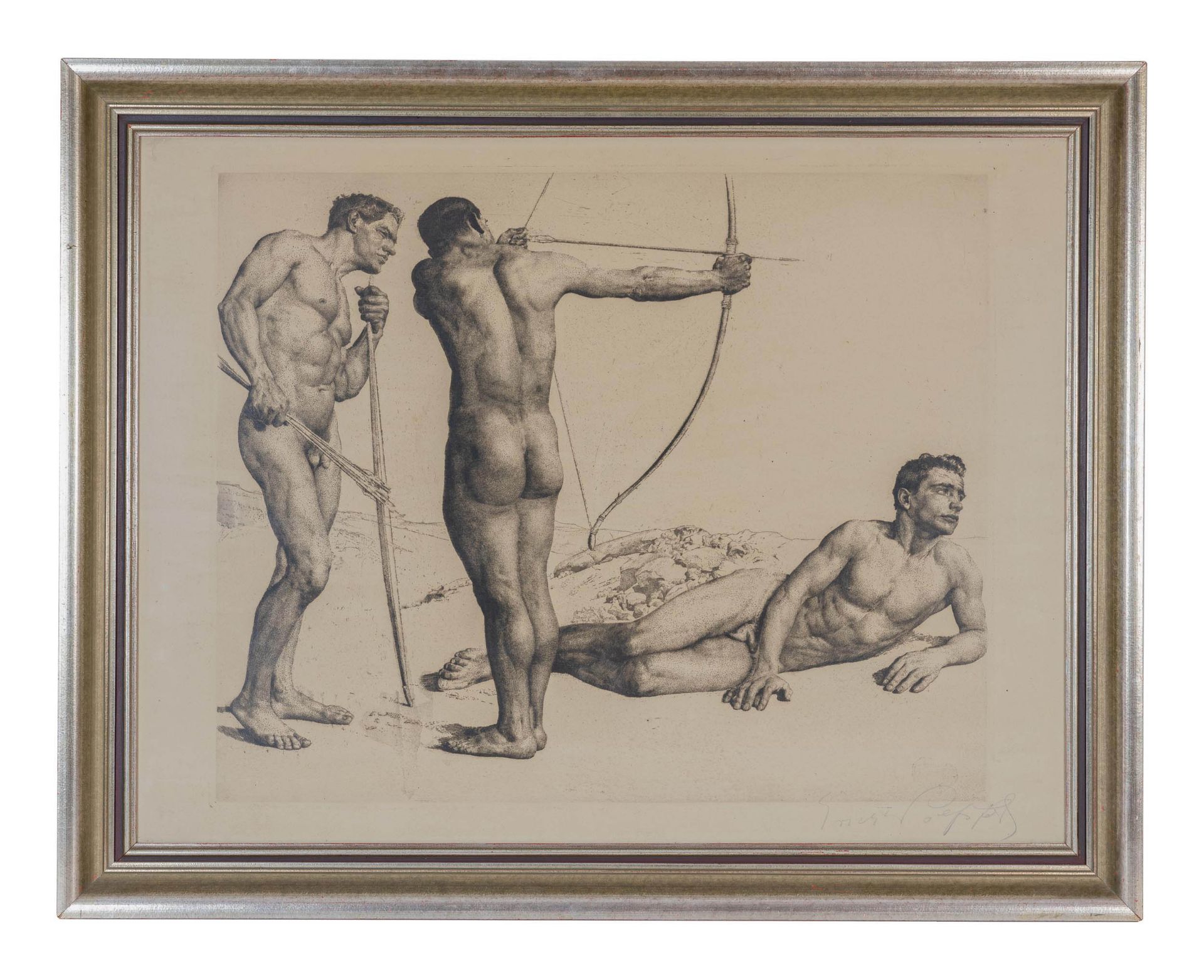 Erich Wolfsfeld (1884 - 1956)'Three Archers', Radierung auf Papier, 65,5 cm x 79 cm Plattenmaß, - Bild 2 aus 4