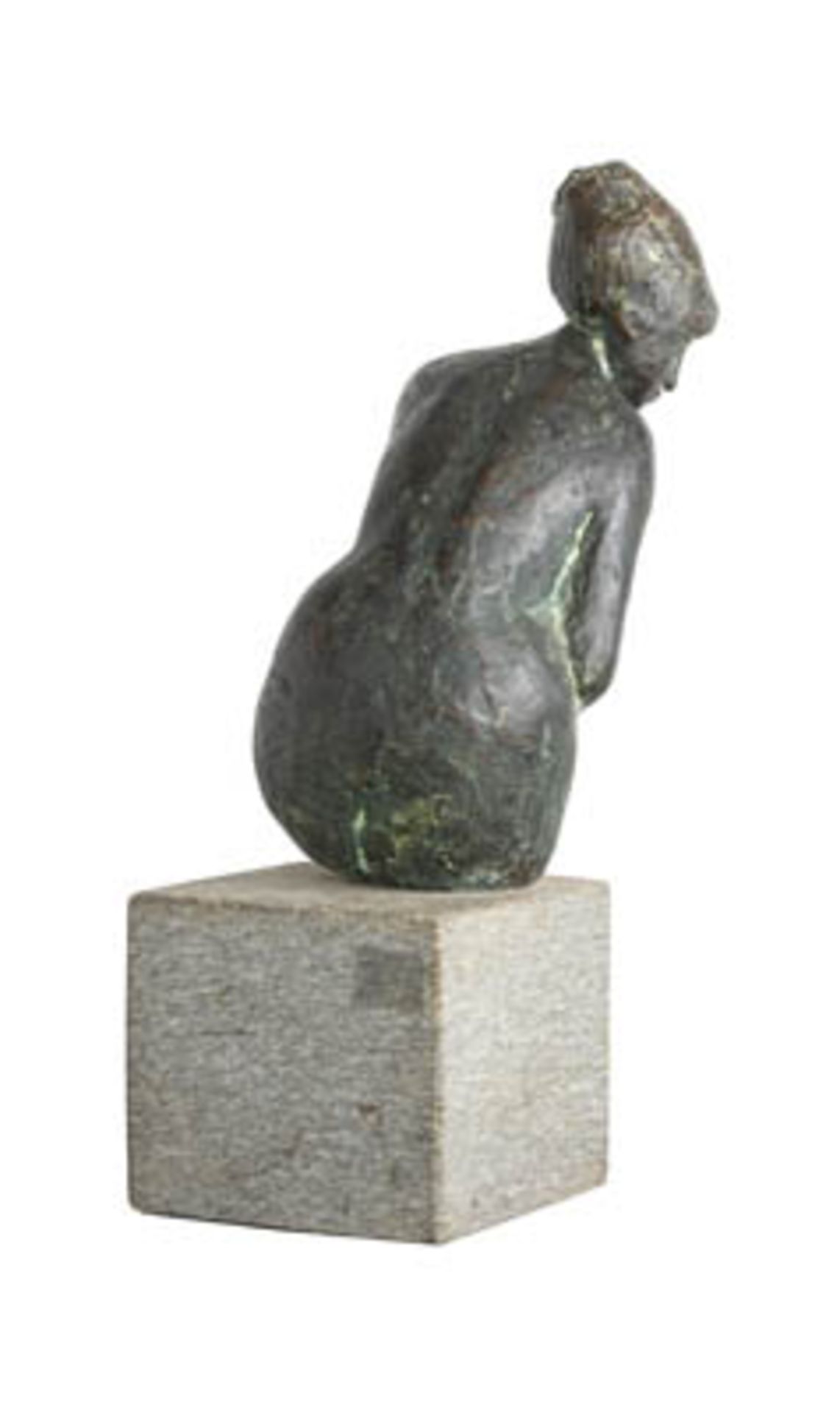 Ernemann Friedrich Sander (1925 Leipzig) (F)Sitzender Akt, Bronze, Höhe 42 cm, rückseitig zweimal ES - Bild 2 aus 2