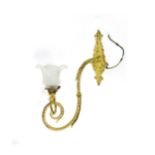 Wandlampe, EmpirestilFrankreich, florale Ausformung, Bronze feuervergoldet, Glas satiniert, Länge 42