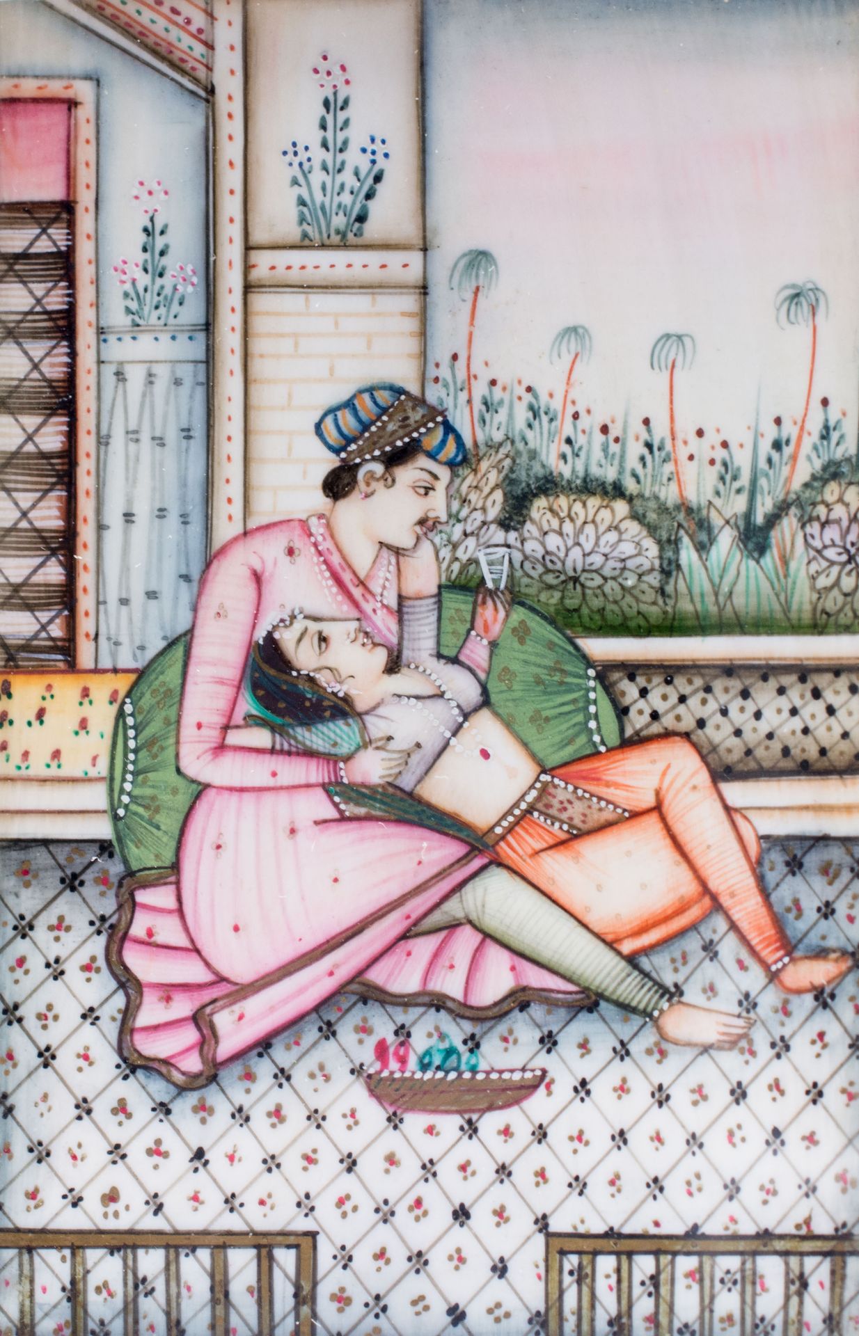 Elfenbein-Miniaturmalerei4-tlg., Persien, Indien, 19. Jh., opake Wasserfarben auf Elfenbein, 10,5 - Bild 2 aus 4