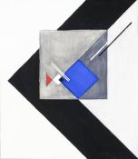 Helga Spieker (1941 Troppau - 2015 Zürich)Konstruktion mit blauem Rechteck, Aquarell auf Papier,