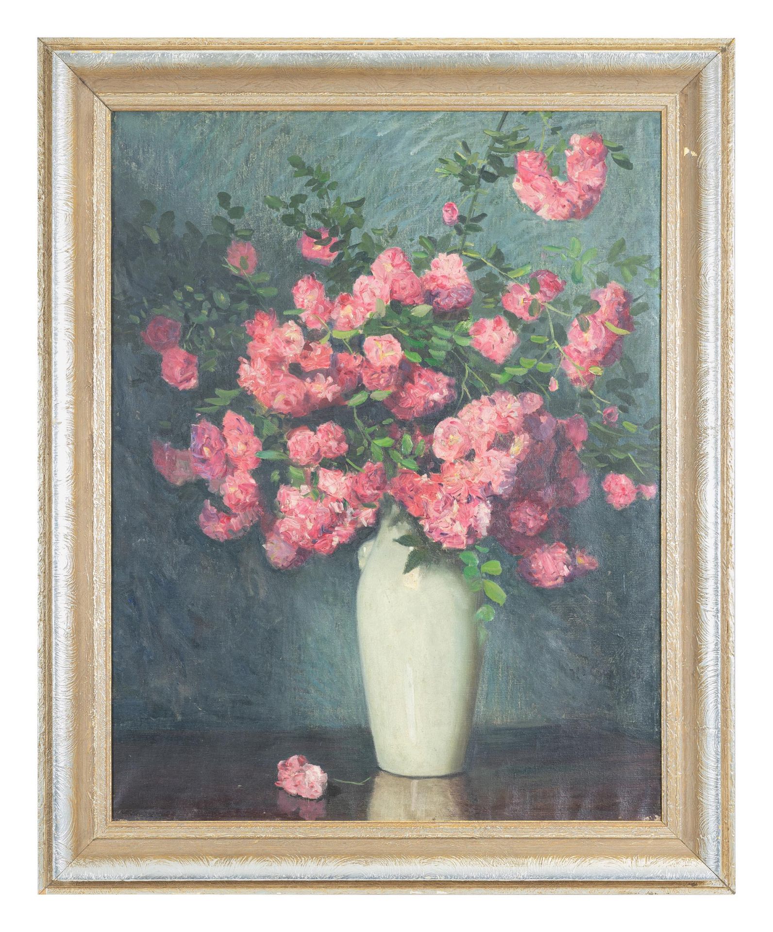 Henri Goovaerts (1865 Maastricht - 1912 ebenda)Rosenstillleben, Öl auf Leinwand, 80 cm x 61 cm, - Bild 2 aus 2