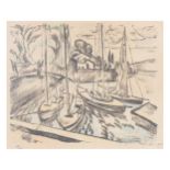 Vaclav Vytlacil (New York City 1892 - 1984)Hafenszene, aquarellierte Farblithografie auf Papier,