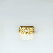 Damenring585 Gelbgold, punziert, mit zentralem Brilliant, ca. 0,15 ct, J-K, si, Ringdurchmesser 17,5