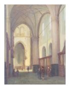 Jan Baptist Tetar van Elven (1805 Amsterdam - 1879 ebenda)Kircheninterieur, Öl auf Holz, 50 cm x