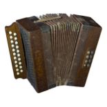 Akkordeon, Hohner KOCH C/F 8 BassDeutschland, um 1900, 21 Knöpfe, Holzgehäuse, 30,5 cm x 28 cm,