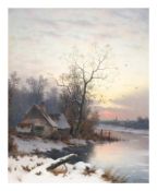 Eduard Hein jr. (1854 Düsseldorf - 1918 ebenda)Niederrheinische Winterlandschaft, Öl auf Leinwand,