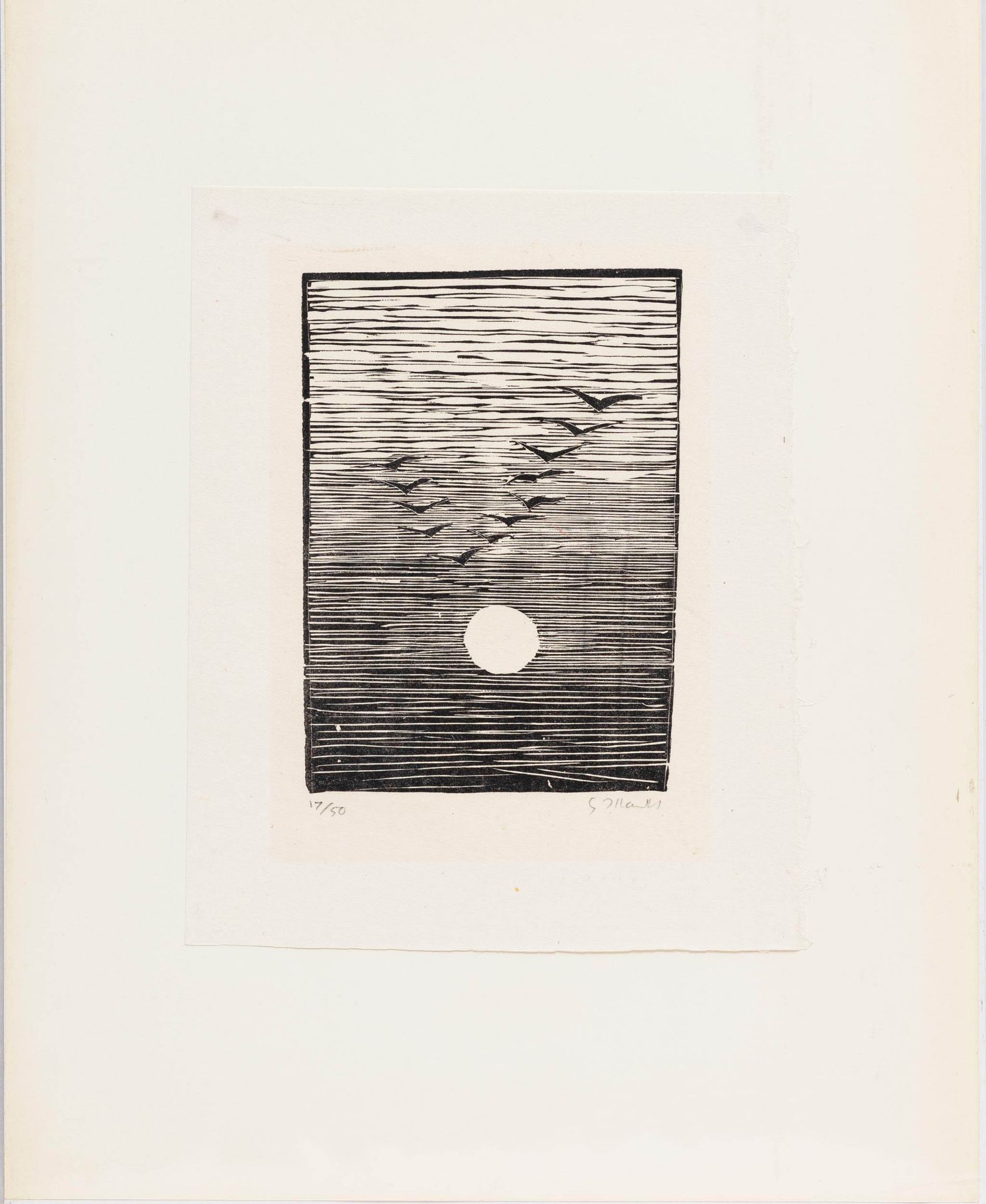 Gerhard Marcks (1889 Berlin - 1981 Burgbrohl) (F)'Kranichschwarm', Holzschnitt auf Japanpapier, - Bild 2 aus 4
