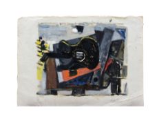 Joachim Heuer (1900 Plauen - 1994 Dresden)Stillleben mit schwarzer Gitarre, Gouache auf Bütten, 21