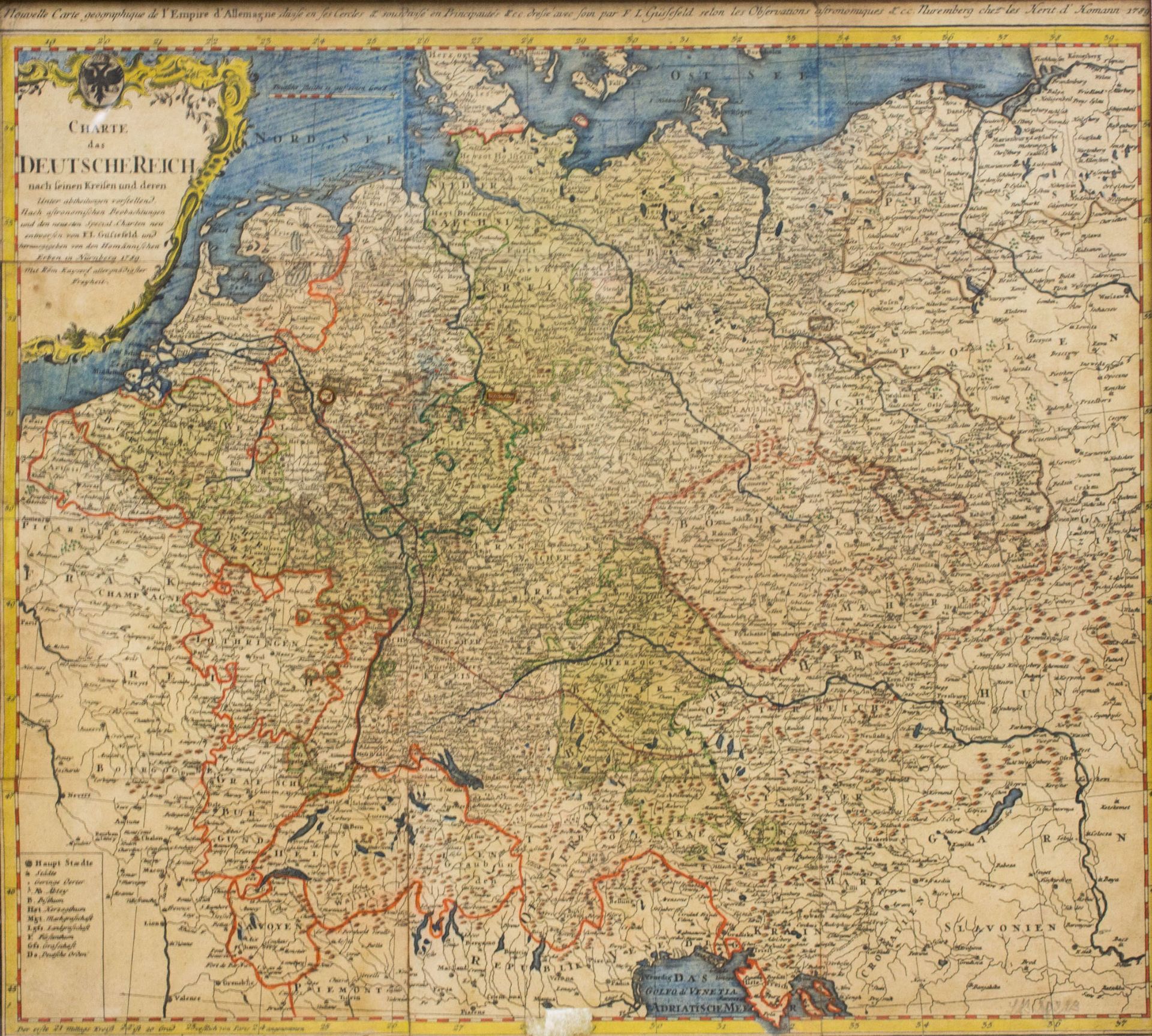 Karten Deutschland, Topografie (17./18. Jh.)6-tlg., 1) 'Thuringia Landgraviatus', Kupferstich, um - Bild 3 aus 4