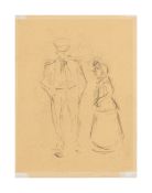 Heinrich Zille (1858 Radeburg - 1929 Berlin)Studie 'Mann und Frau stehend', Graphitzeichnung auf