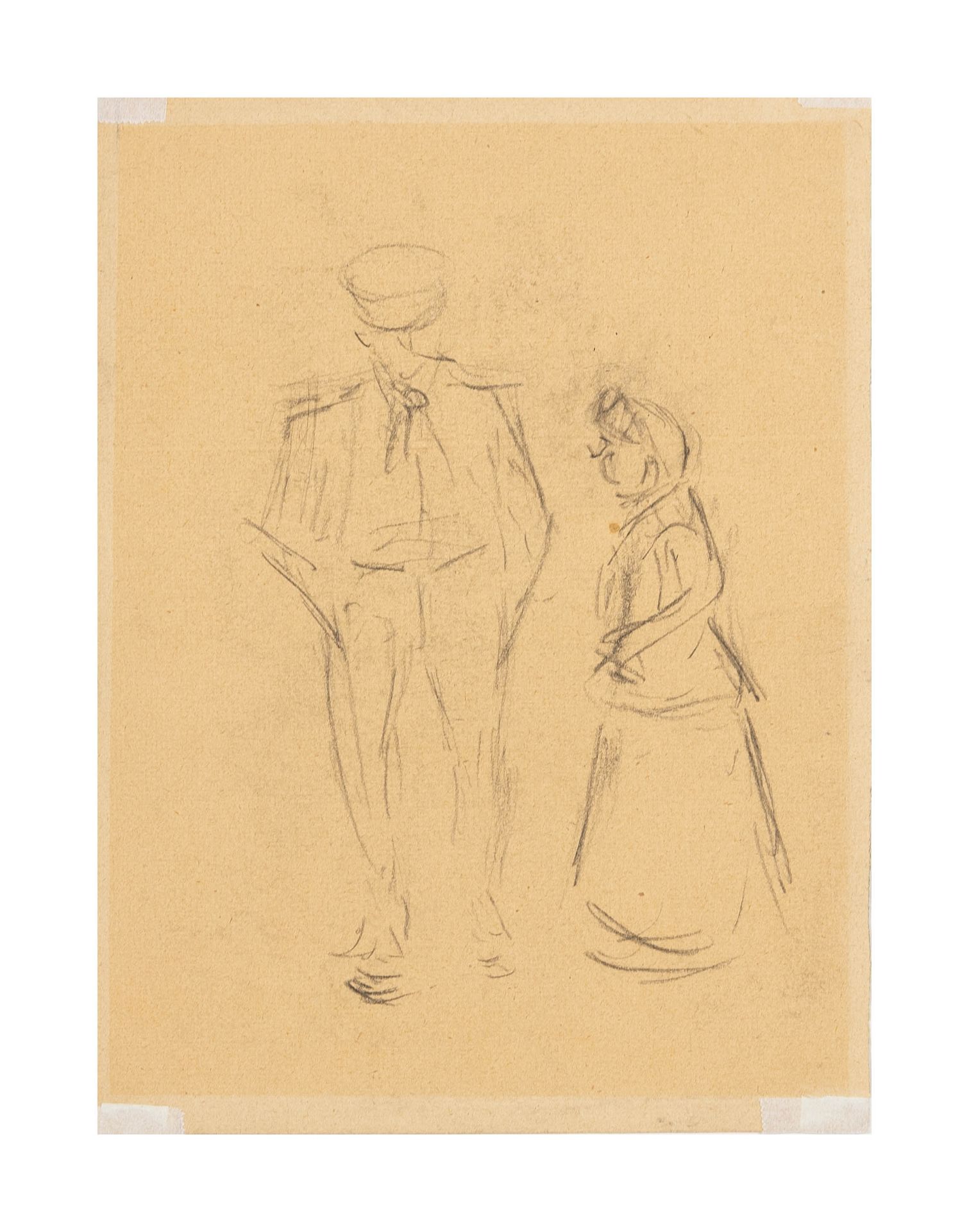 Heinrich Zille (1858 Radeburg - 1929 Berlin)Studie 'Mann und Frau stehend', Graphitzeichnung auf
