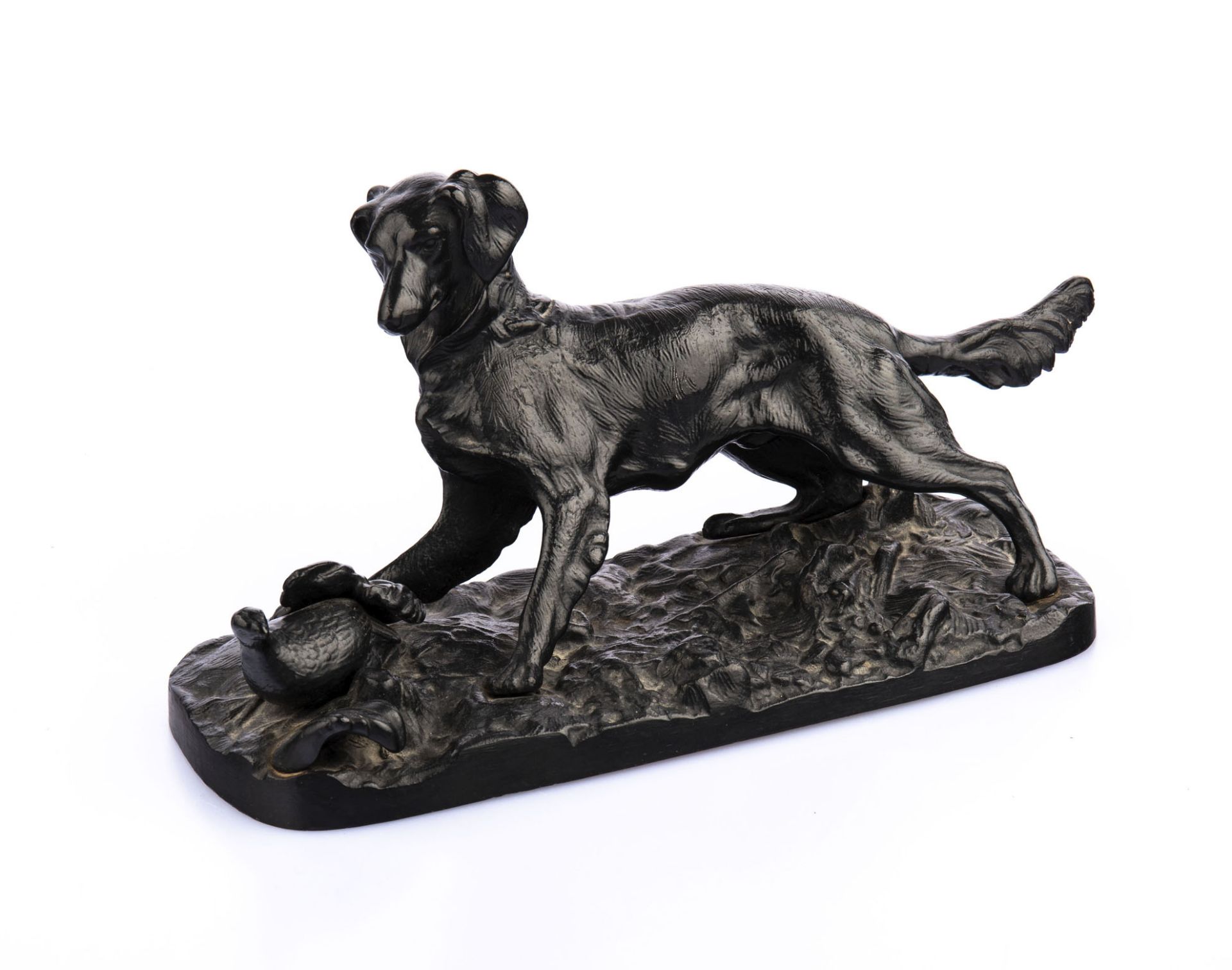 Kunstgießerei Kasli (20. Jh. Russland)Hund mit Rebhuhn, Eisen, schwarz patiniert, Höhe 16 cm, - Image 2 of 2