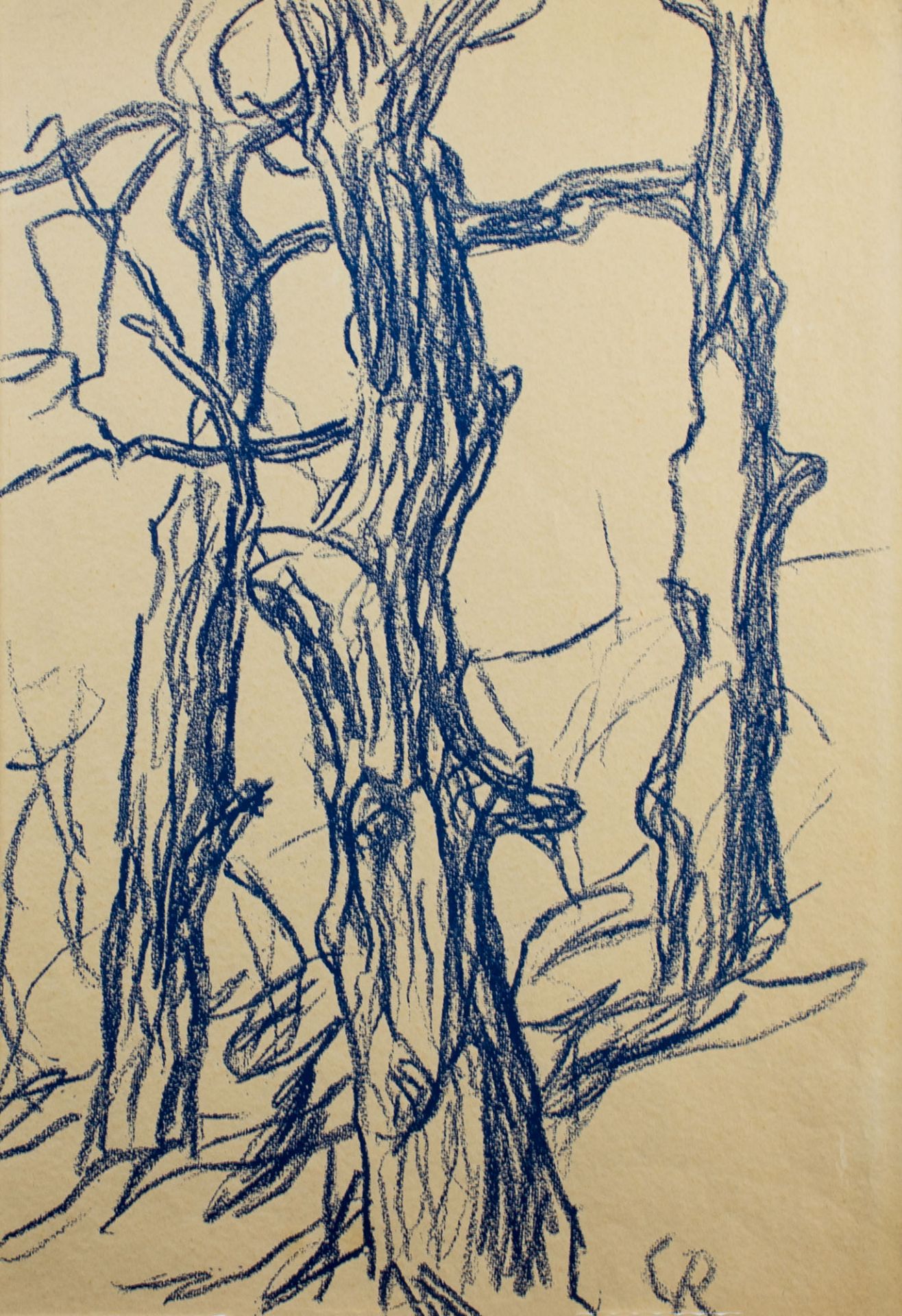 Christian Rohlfs (1849 Niendorf - 1938 Hagen)Bäume, Farbgrafik, auf Karton befestigt, 50 cm x 34