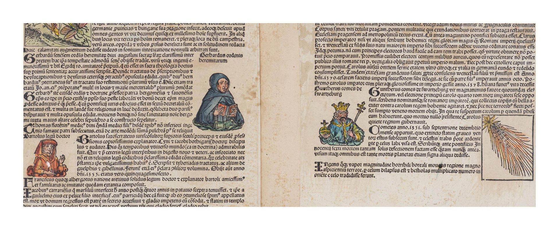 Hartmann Schedel (1440 Nürnberg - 1514 ebenda)Prag/ Praha, Holzschnitt, altkoloriert, auf Papier, - Bild 3 aus 4