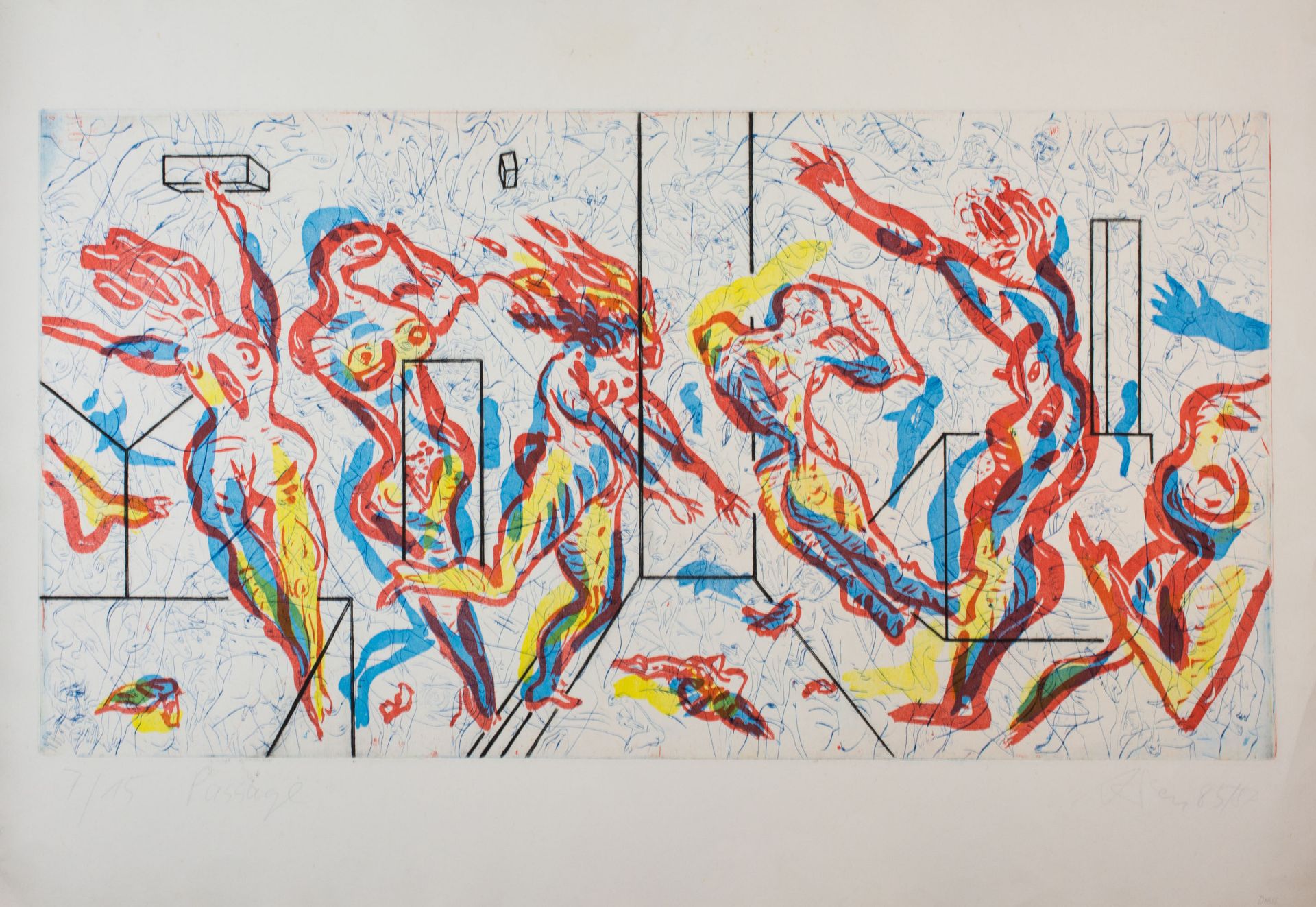 Andreas Dress (1943 Berlin)Konvolut Radierungen, 6-tlg., 'Passagen', Farbaquatintaradierung auf - Bild 2 aus 3