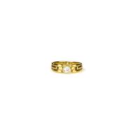 Damenring585 Gelbgold, punziert, mit zentralem Brillant, ca. 0,2 ct, H-I, vs, Ringdurchmesser 18 mm,