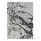 Jonathan Meese (1970 Tokio) (F)Mädchengöttin, Radierung auf Papier, 76 cm x 57 cm Blattmaß, unten