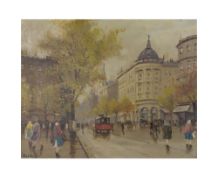 Antal Berkes (1874 Budapest - 1938 ebenda)Budapester Straßenszene, Öl auf Leinwand, 39,5 cm x 49,5