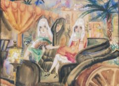 Will Tschech (1891 Düsseldorf - 1975 ebenda)Drei Damen in Sevilla, Aquarell auf Papier, 37,5 cm x