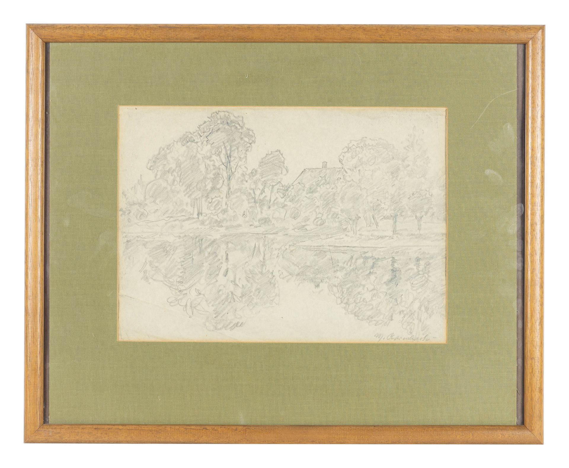 Max Clarenbach (1880 Neuss - 1952 Wittlaer)Am Niederrhein, Bleistift auf Papier, 24 cm x 33,5 cm - Bild 3 aus 3