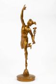 Nach Jean Boulogne (1529 Douai - 1608 Florenz)Hermes, Bronze, vergoldet, Höhe 60 cm, an der