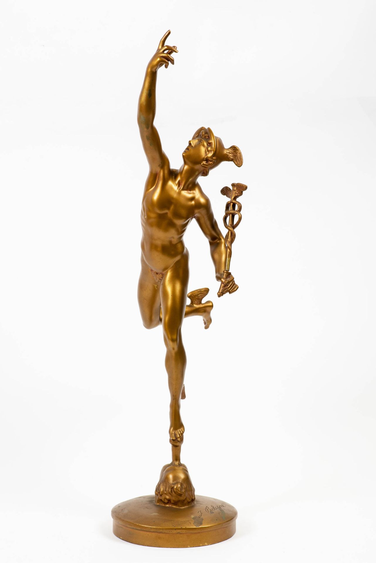 Nach Jean Boulogne (1529 Douai - 1608 Florenz)Hermes, Bronze, vergoldet, Höhe 60 cm, an der