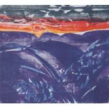 Unbekannter Künstler (18. bis 20. Jh.)Berglandschaft, Farbholzschnitt auf Papier, 1977, 51 cm x 57