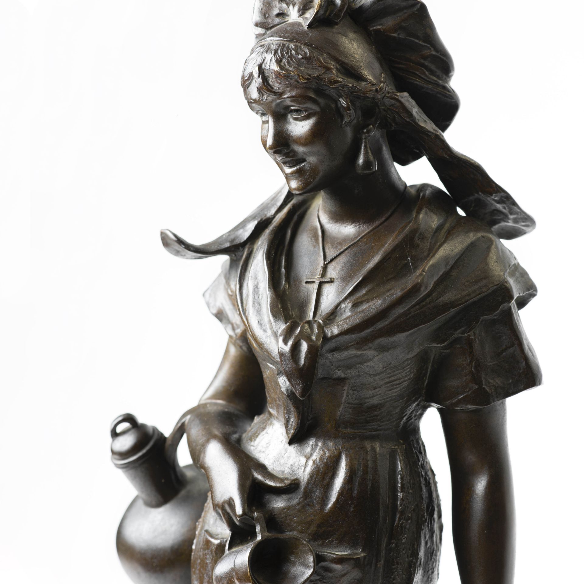 Polydor Comein (1848 - 1907)'Laitière Flamande'/ 'Flämisches Milchmädchen', Bronze, Höhe 62 cm cm, - Bild 2 aus 5