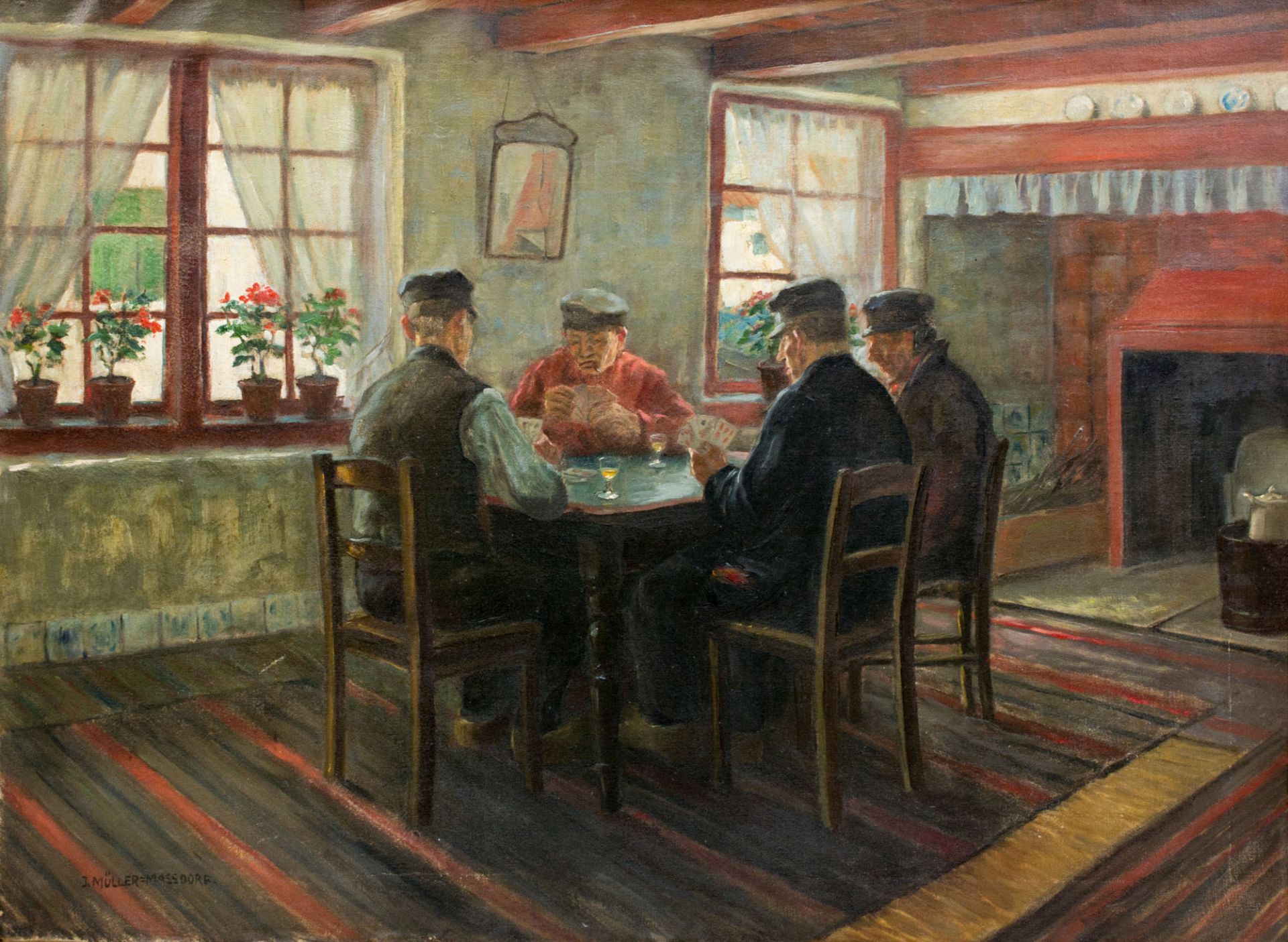 Julius Müller-Massdorf (1863 Düsseldorf - 1933 ebenda)Beim Kartenspiel, Öl auf Leinwand, 60 cm x