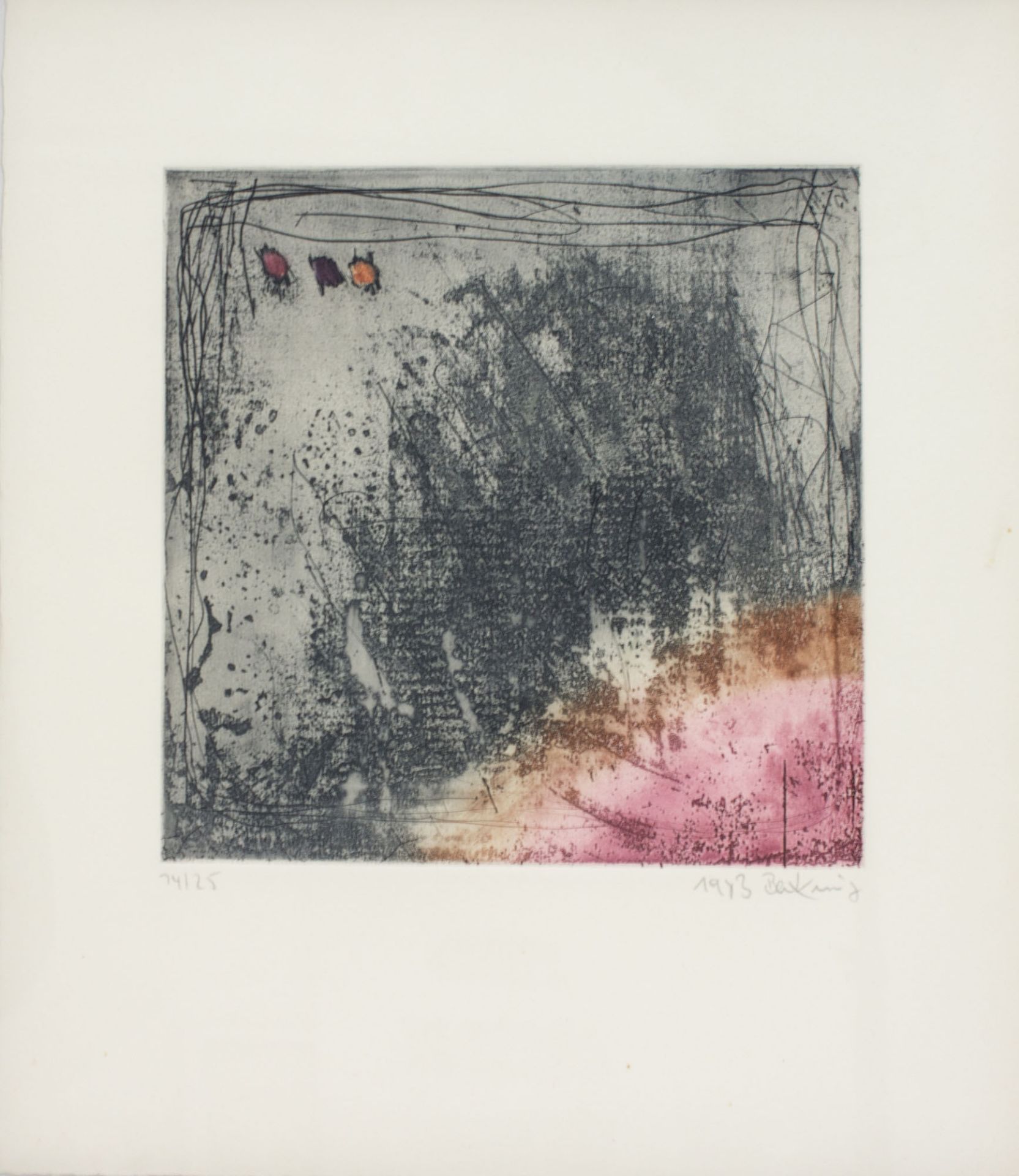 Horst Becking (1937 Hagen)Paar abstrakte Kompositionen, Farbradierungen auf Bütten, 39,5 cm x 32,5 - Bild 6 aus 6