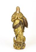Heiligenfigur, 19. Jahrhundert, Holz, 51,5 cm, Bruch im Gewand, Farbabplatzungen,