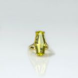 Damenring585 Gelbgold, punziert, mit Lemon-Quartz, Maße ca. 24,4 mm x 11,4 mm x 9,0 mm,