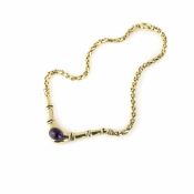 Collier mit Amethyst-Cabochon 585 Gelbgold, punziert, mit zentralem Amethyst-Cabochon, ca. 4,3 ct,