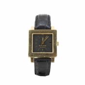 Bulgari 'Quadrato' Automatik, Gehäuse 750 Gelbgold, Maße 39 mm x 29 mm, Armband Leder, Original-